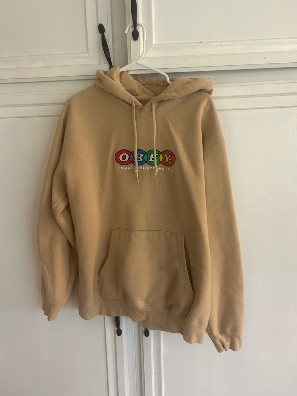 Obey Tan Hoodie with Colorful Logo Pullover